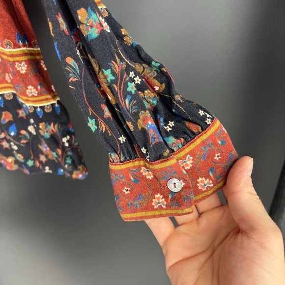 Soft Surroundings Orange and Red Long Sleeve Relaxed Blouse - Picture 4 of 9